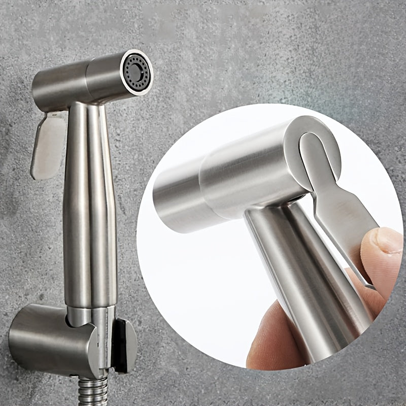 Douchette WC en acier inoxydable avec robinet mural et kit de fixation complet