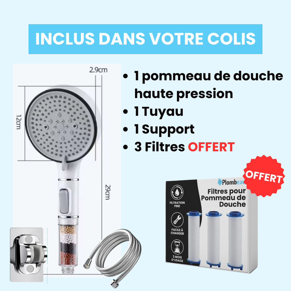 Pommeau de Douche Anti Calcaire Gris