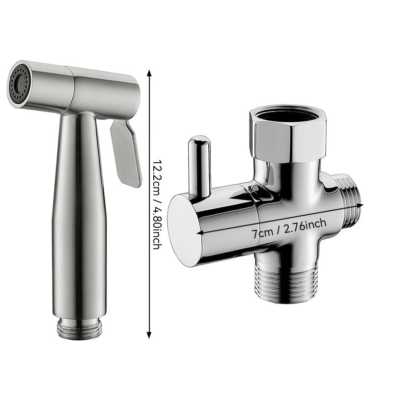 Douchette WC en acier inoxydable avec robinet mural et kit de fixation complet