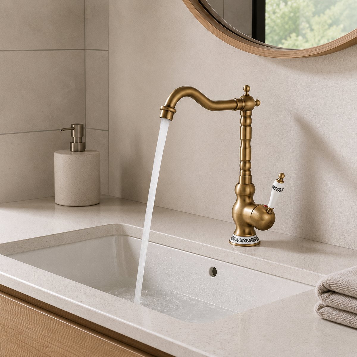 Robinet Antique Salle de Bain - Mitigeur Haut
