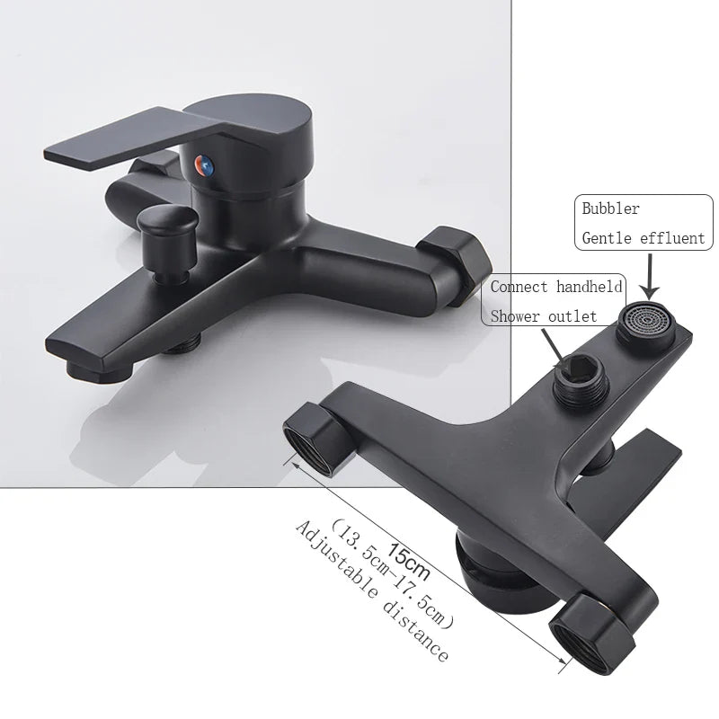 Robinet Baignoire Noir 3 Modes de Jets