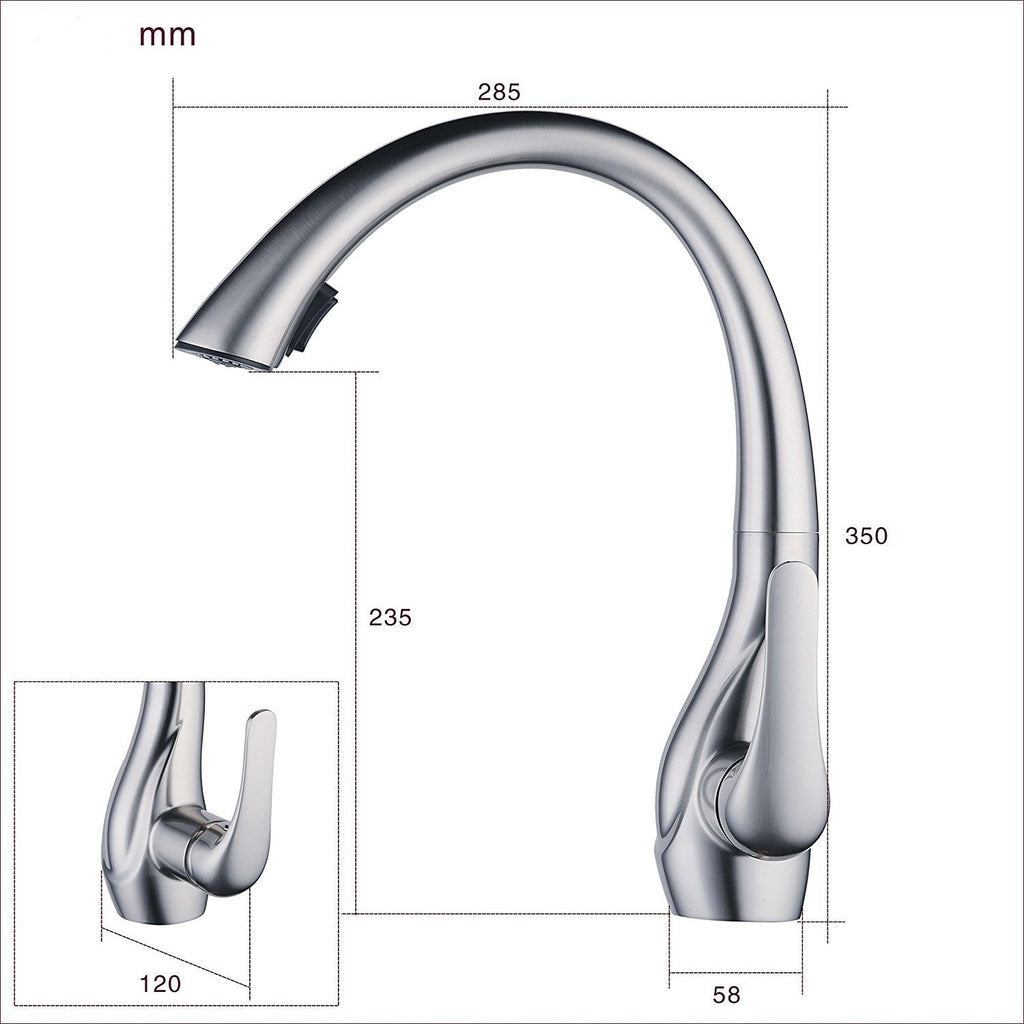 Robinet de Cuisine Douchette Extractible en Inox