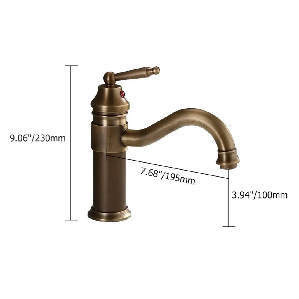 Robinet de lavabo finition en bronze - style antique ROBINETO