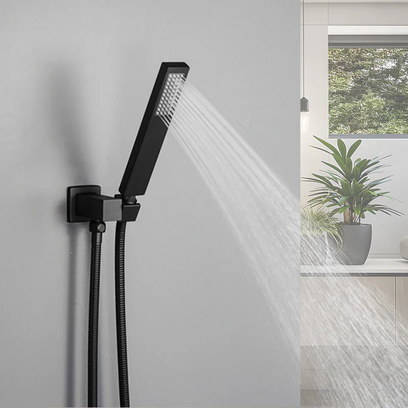 Pommeau De Douche Noir Rectangulaire