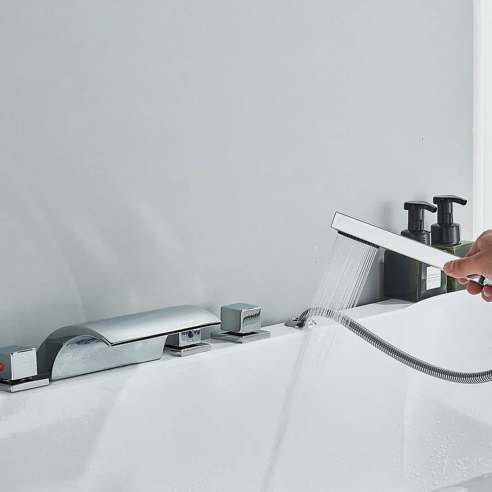 Robinet Baignoire Cascade En Laiton 3 Poignées