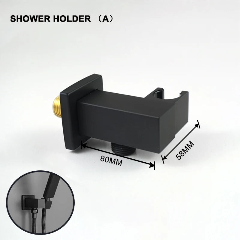 Pommeau De Douche Noir Rectangulaire