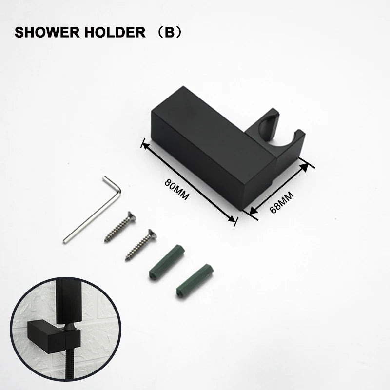 Pommeau De Douche Noir Rectangulaire