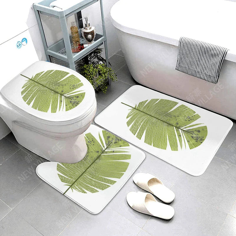 Tapis de Bain Vert Nature Feuilles