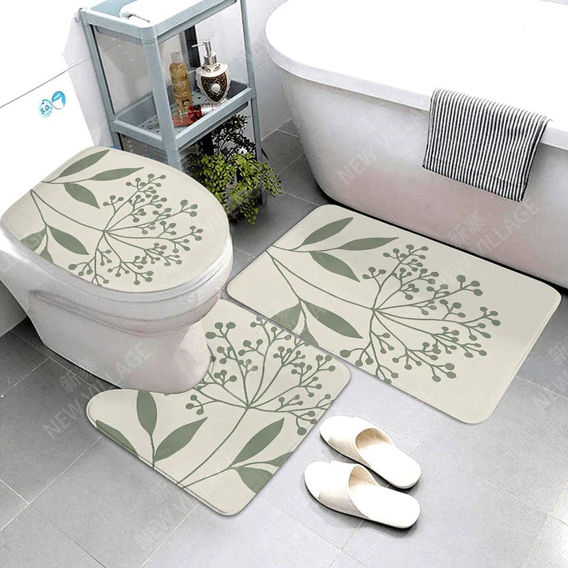 Tapis de Bain Vert Nature Feuilles