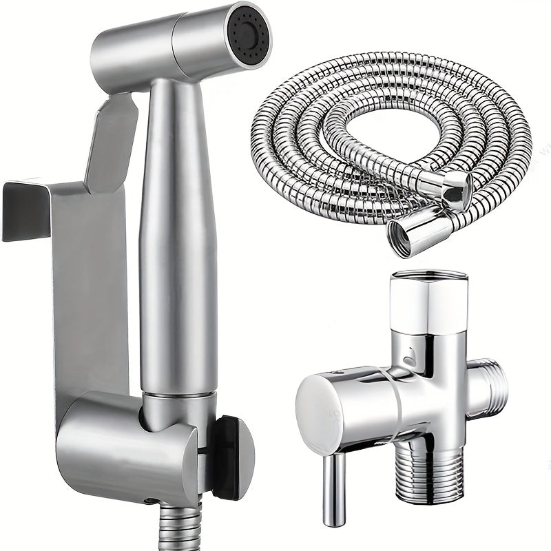 Douchette WC en acier inoxydable avec robinet mural et kit de fixation complet