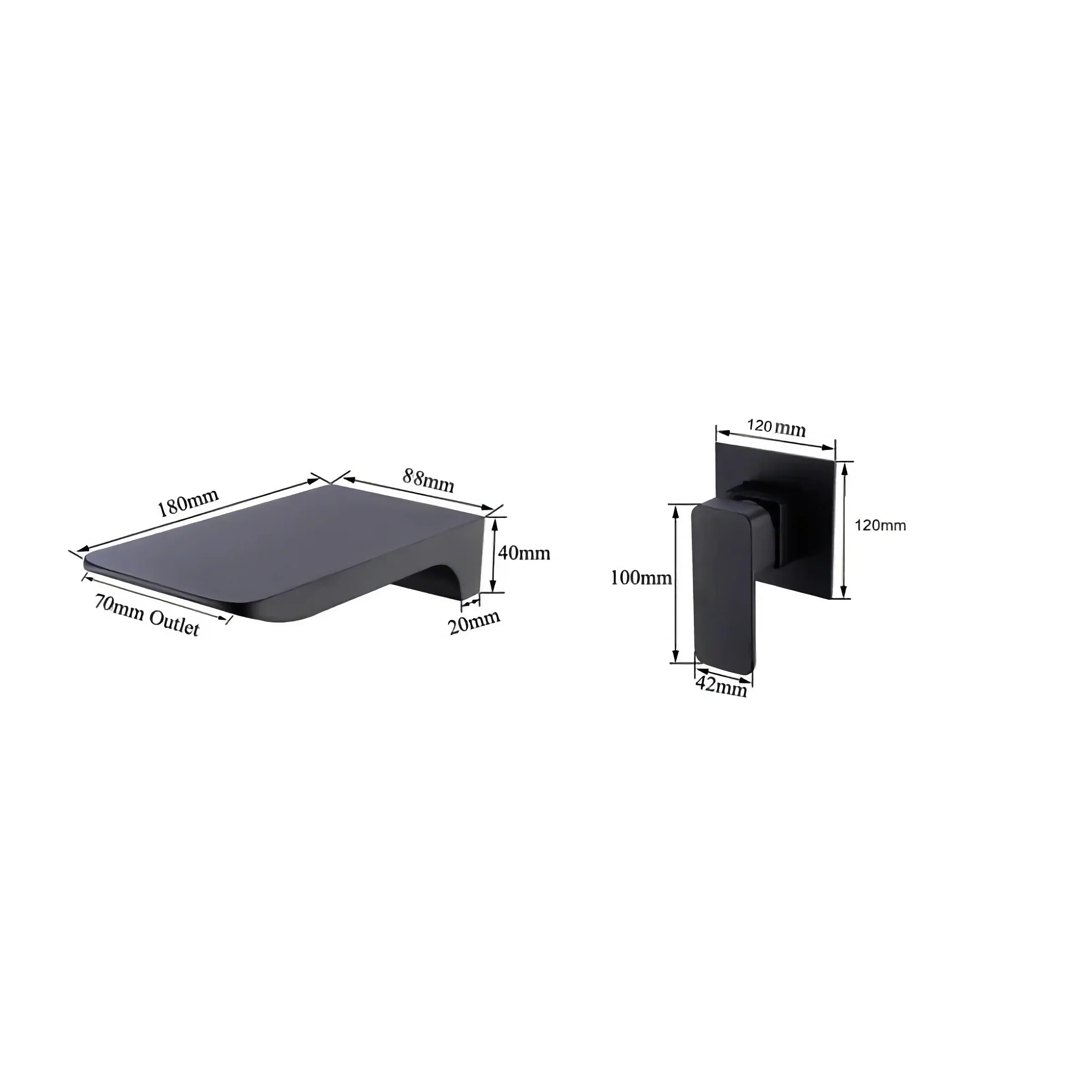 Mitigeur Lavabo Encastrable Effet Cascade Noir