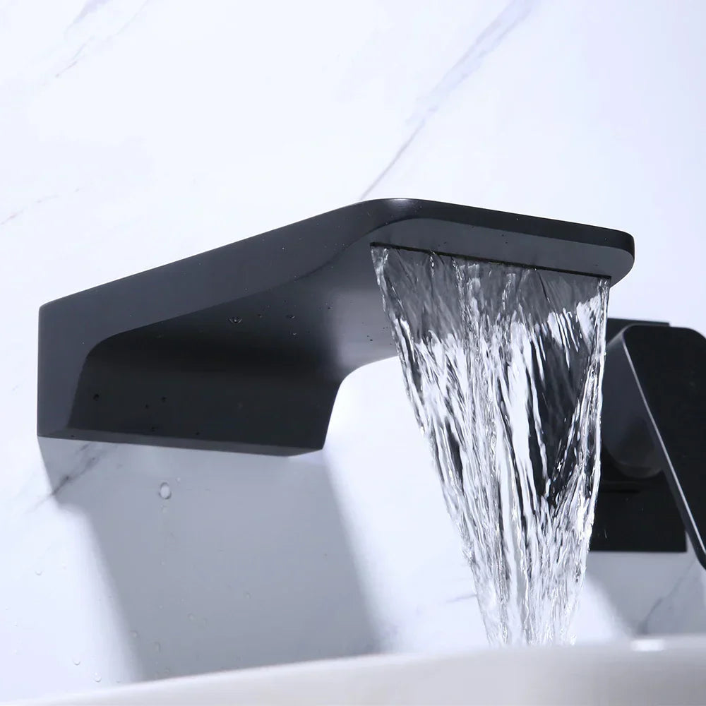 Mitigeur Lavabo Encastrable Effet Cascade Noir
