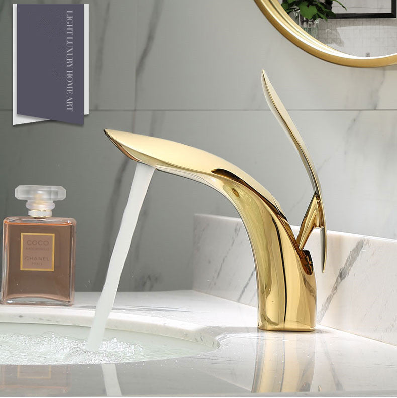 Mitigeur Lavabo Salle de Bain Design Arrondi Doré PLOMBEAU