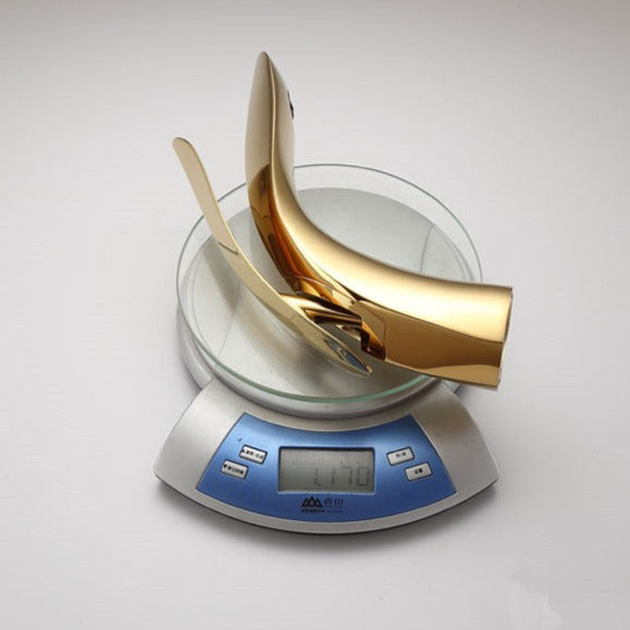 Mitigeur Lavabo Salle de Bain Design Arrondi Doré PLOMBEAU