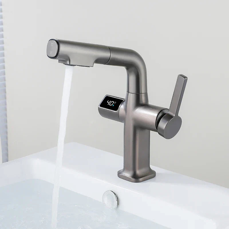 Mitigeur Thermostatique Lavabo Extractible Gris