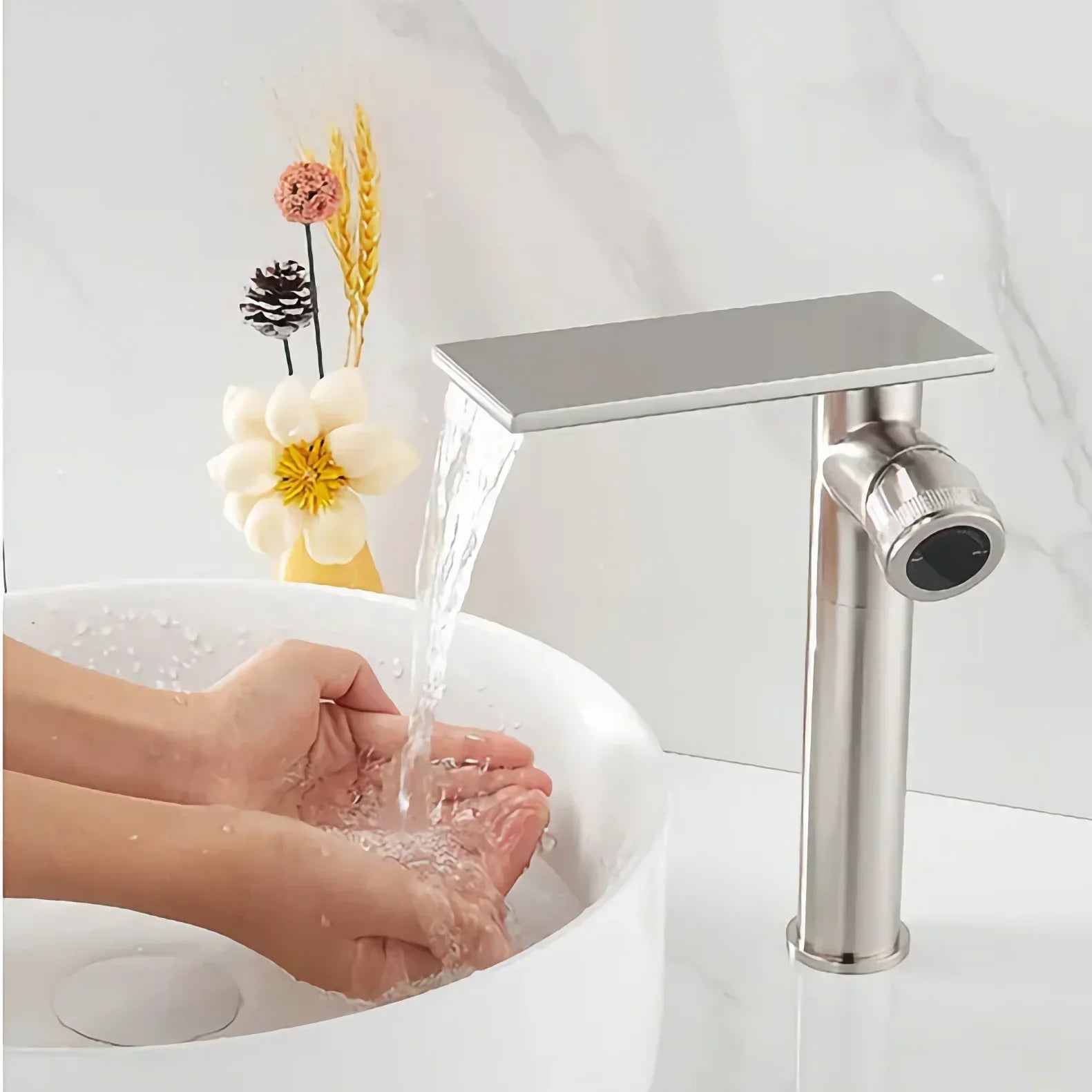 Robinet Cascade Salle De Bain Chrome en Laiton