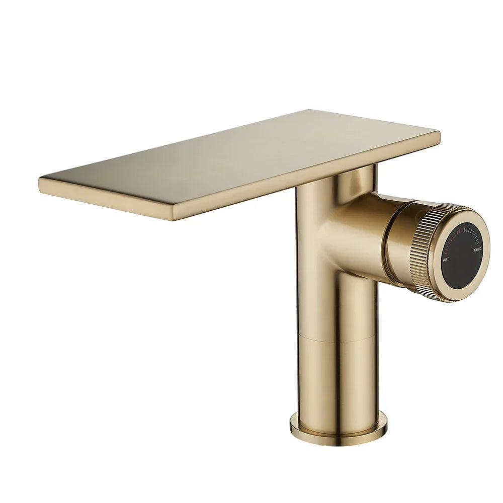 Robinet Cascade Salle De Bain Doré en Laiton