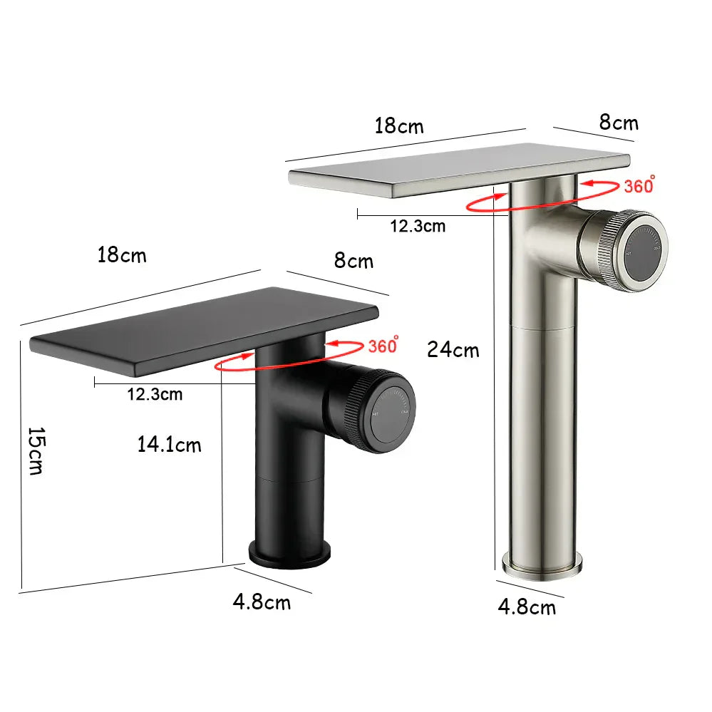 Robinet Cascade Salle De Bain Noir en Laiton