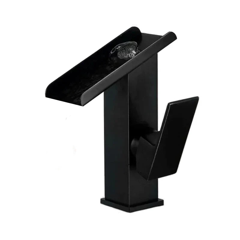 Robinet Cascade Salle de Bain Rectangulaire Noir