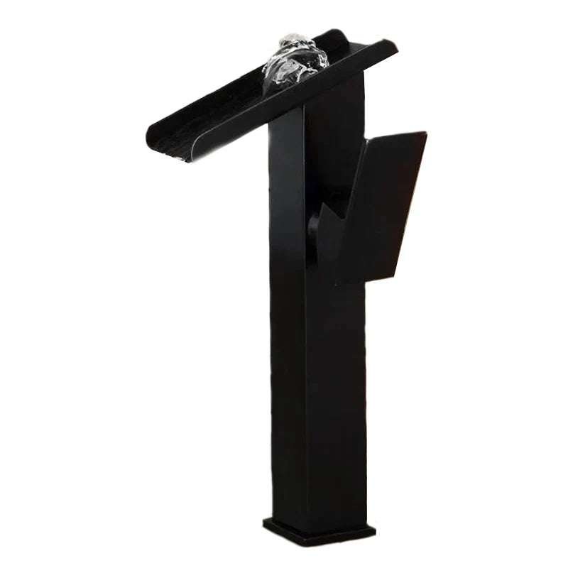 Robinet Cascade Salle de Bain Rectangulaire Noir