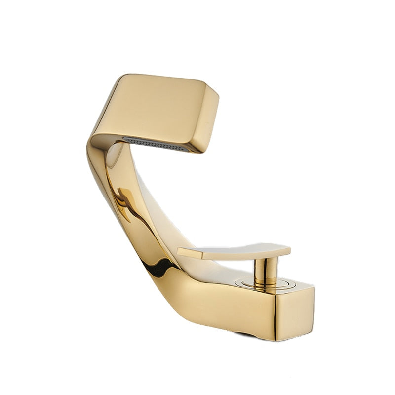 Robinet Mitigeur Lavabo Penché Design Doré