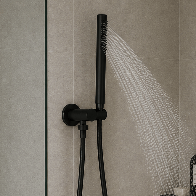 Robinet Signature Pommeau De Douche Noir Rectangulaire