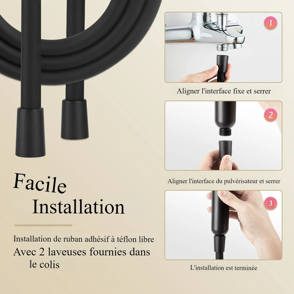 Flexible de Douche - Noir Matt